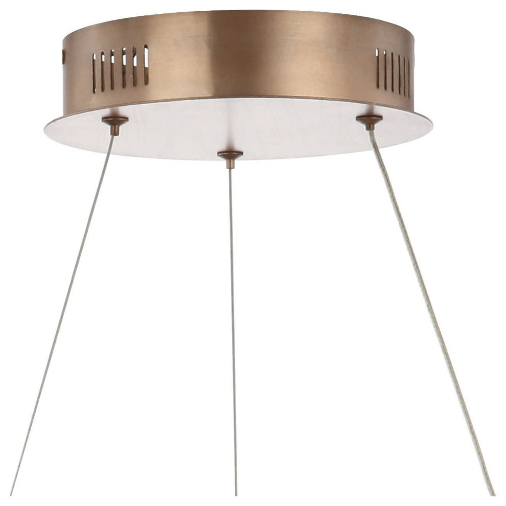 JONATHAN Y Lighting JYL7208 Cursive 24"W LED Ring Chandelier - Coffee