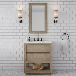 Oakman Marble Top Vanity in Grey Oak, 30", Vanity Only