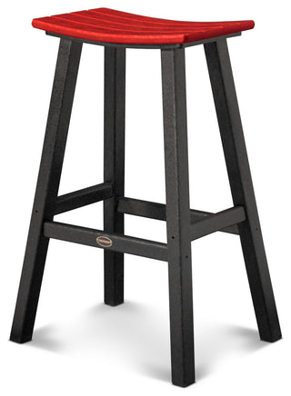 Polywood Contempo 30" Saddle Bar Stool, Black / Sunset Red