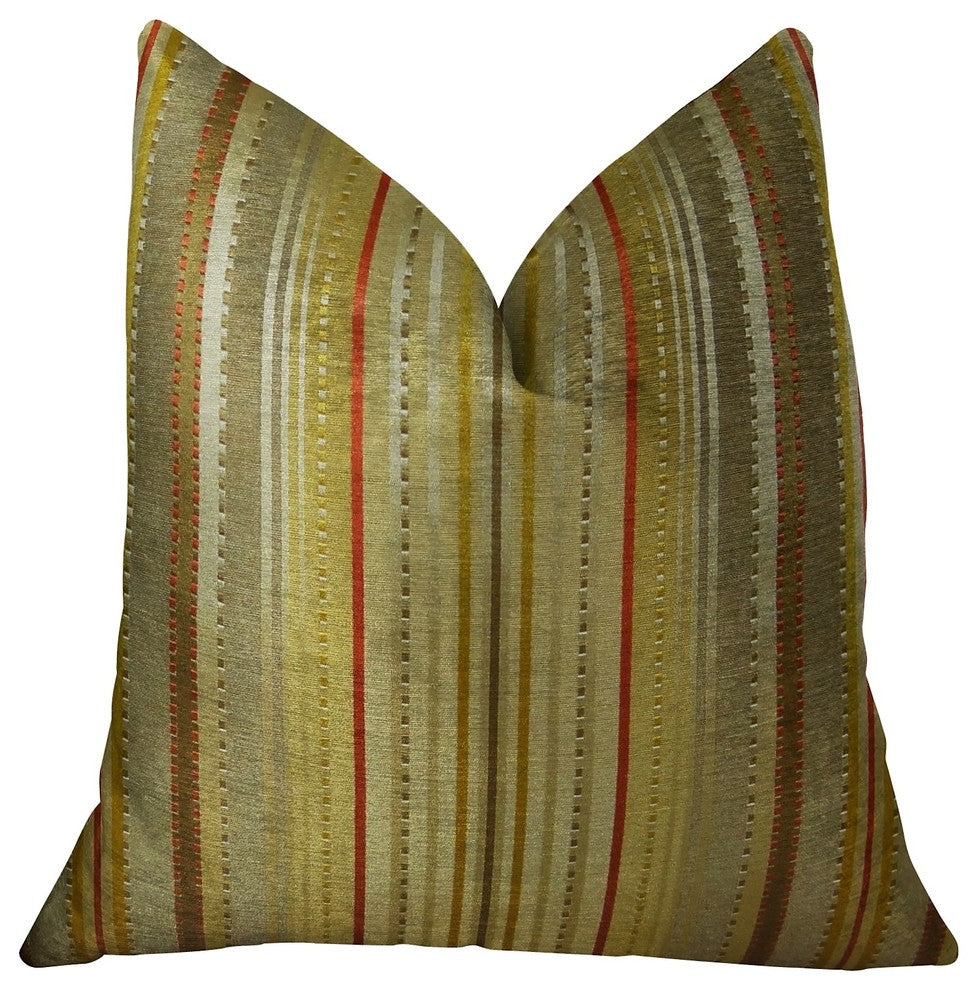 Macedonia Gold Red and Silver Handmade Luxury Pillow, 24"x24"