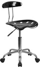 Vibrant Black and Chrome Swivel Task Chair With Tractor Seat