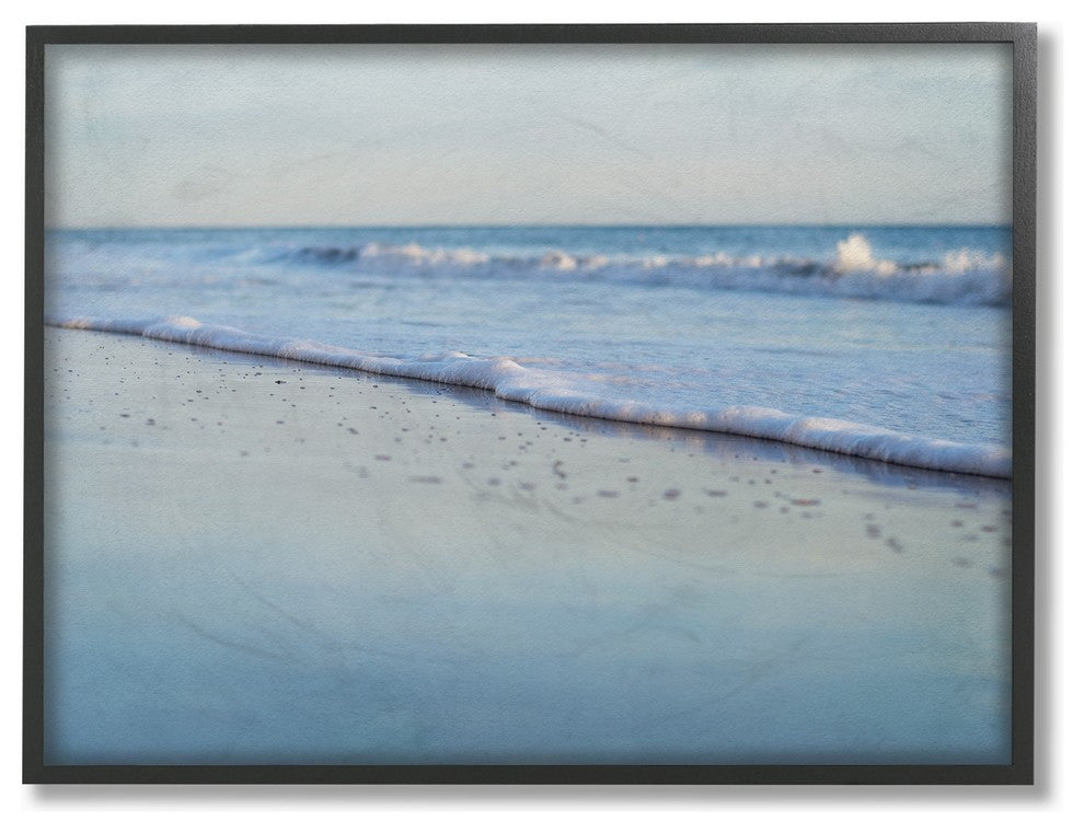 Coastal Evening Beach Gentle Surf Photograph Framed Giclee Art, 16"x20"