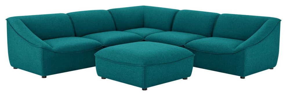 Sectional Sofa Set, Fabric, Teal Blue, Modern, Living Lounge Hotel Hospitality