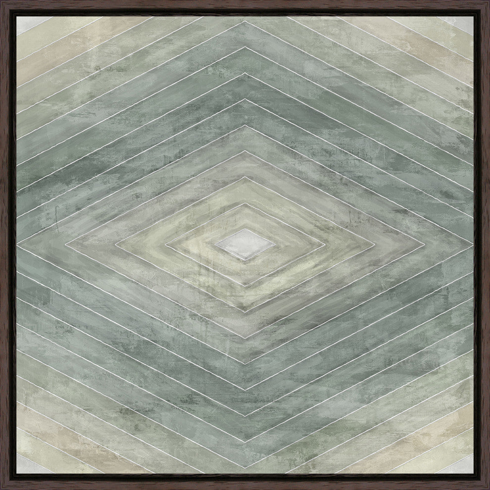 Concentration of Green III, 37.25"x37.25", Espresso Natural Wood Gallery Floater