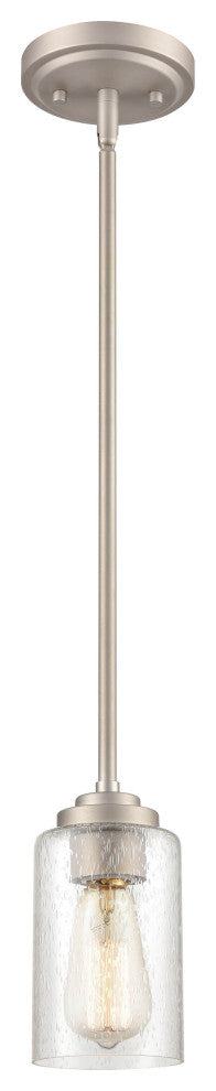 1 Light 5 in. Satin Nickel Mini-Pendant