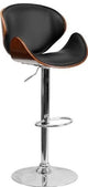Faux Leather Bentwood Pu Bar Stool in Black, Set of 1