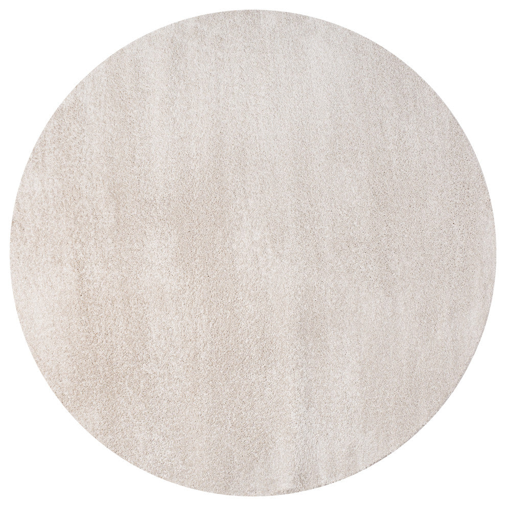 Haze Solid Low-Pile Runner Rug, Ivory, 5' Round