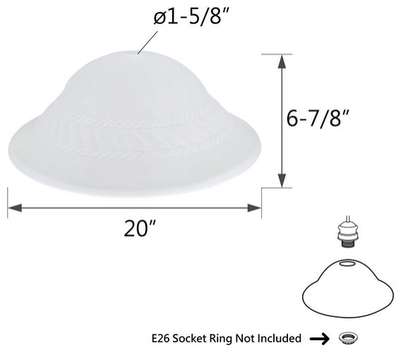 23121-01 Replacement Etched Alabaster Torchiere Lamp Glass(42mm) Shade