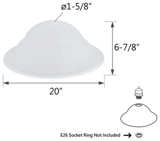 23121-01 Replacement Etched Alabaster Torchiere Lamp Glass(42mm) Shade