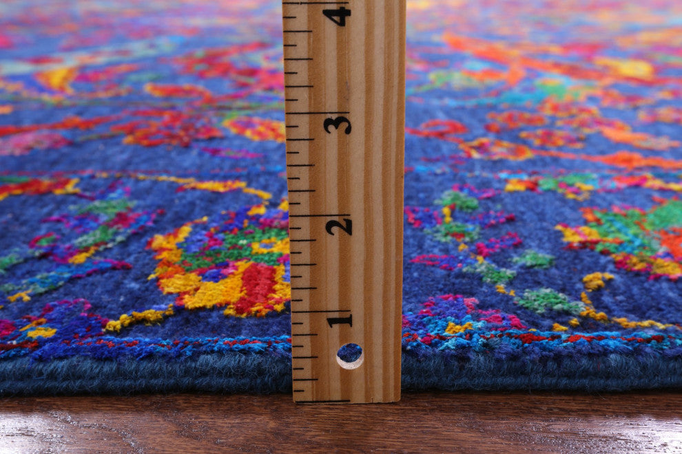8' 1" X 10' 1" Wool and Silk Persian Sickle Leaf Design Handmade Rug Q12095