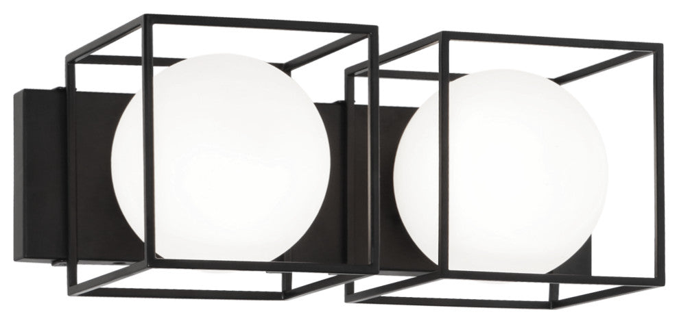 Matteo Lighting S03802BK Two Light Wall Sconce, Black Finish