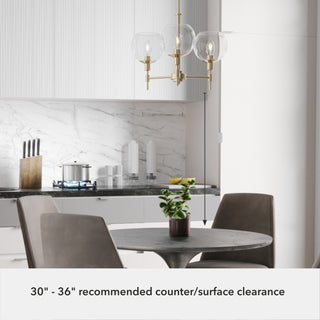 Xidane Alturas Gold, Clear Glass 3 Light Chandelier Light