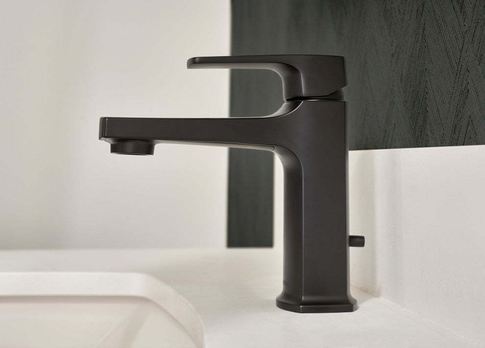 Tribune 1H Bath Faucet 1-Hole Mount, 50/50 Pop-Up Drain 1.2gpm, Satin Black