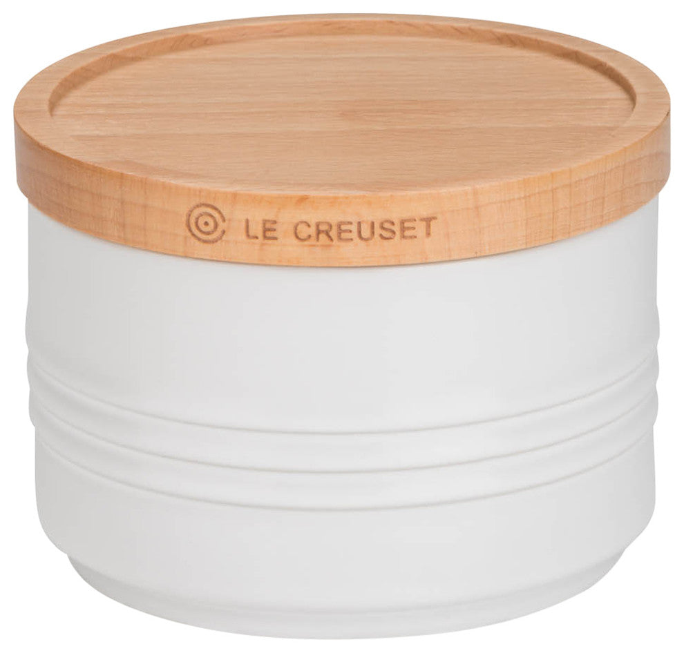 Le Creuset Stoneware Small Storage Jar With Wooden Lid, Cotton