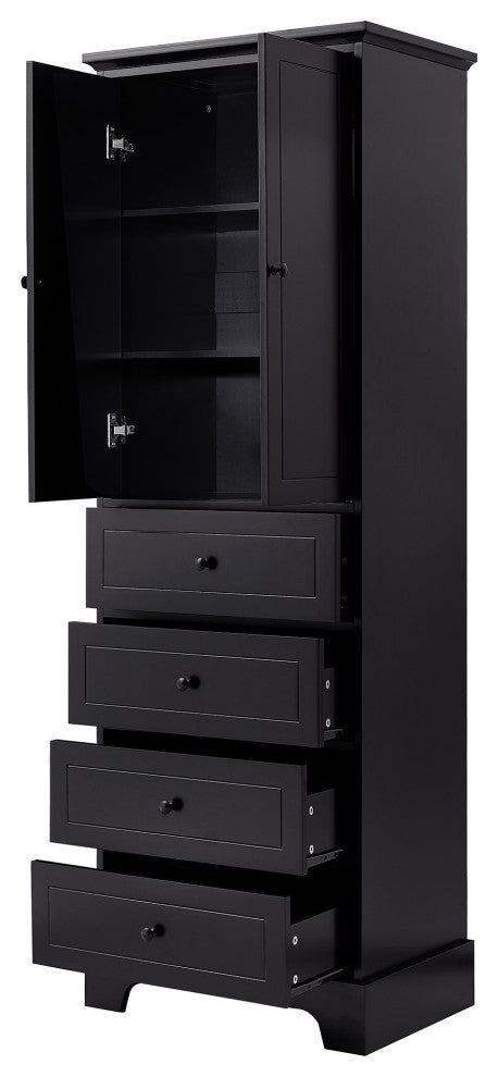 Gewnee Storage Cabinet with 2 Doors and 4 Drawers for Bathroom