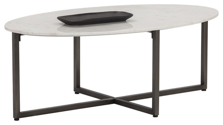 Kiara Coffee Table, Gunmetal, White Marble