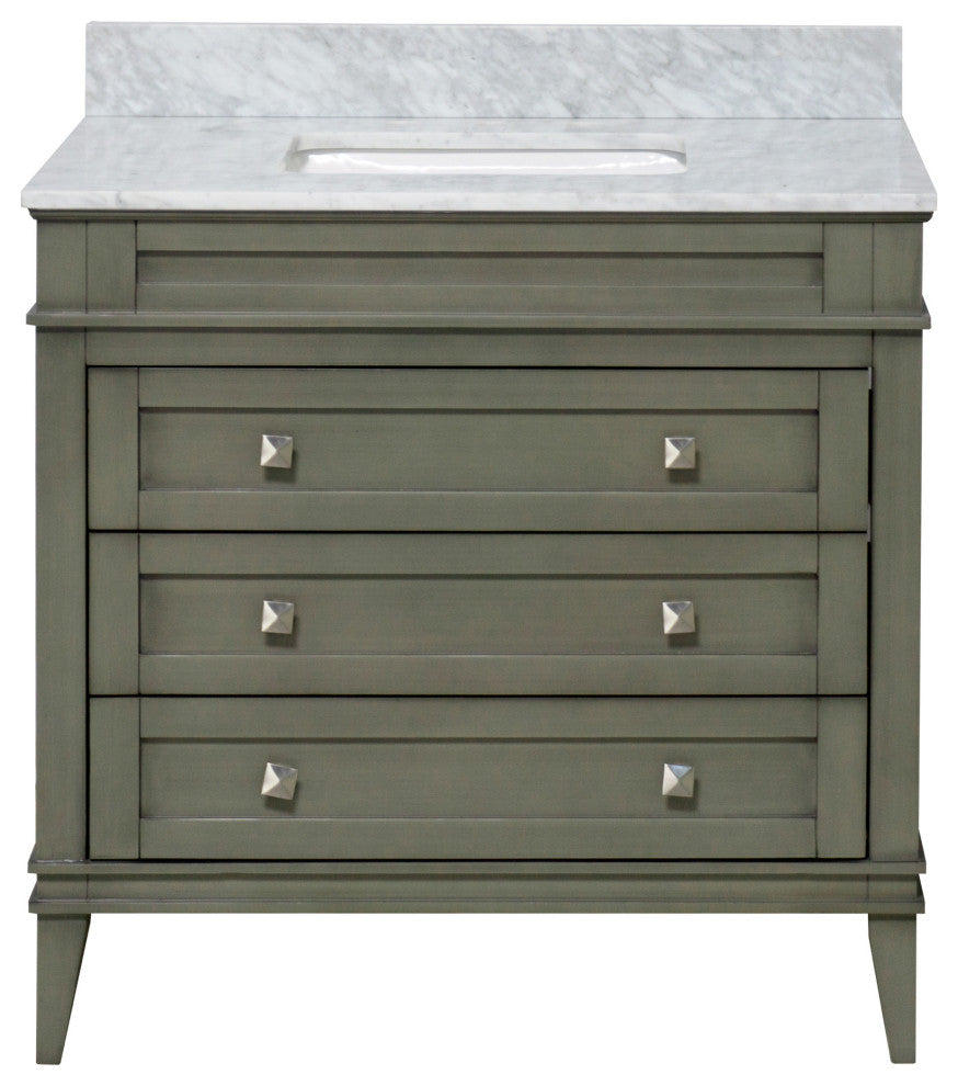 Eleanor 36" Bathroom Vanity, Weathered Gray, Carrara Marble