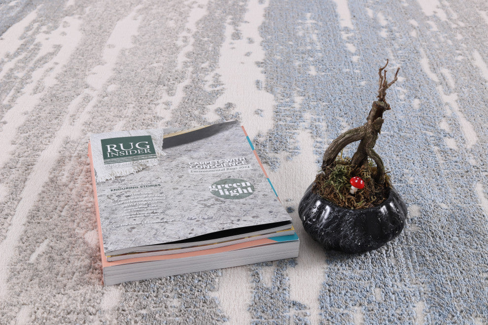 High-Low Ellis Gray/Blue Rug, Gray, 6'5"x9'5"