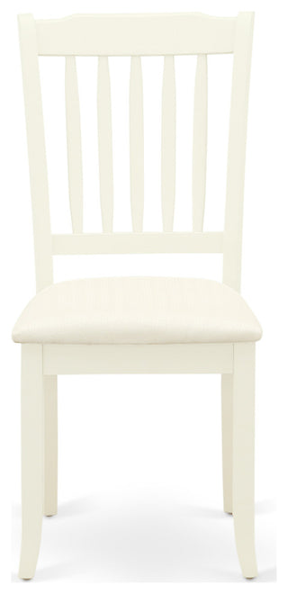 5Pc Dining Set, Square Table, Four Linen Seat Chairs, Linen White