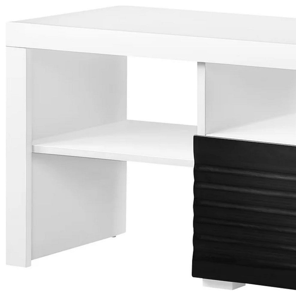 Benzara BM279004 Ida 75" TV Entertainment Center Console, 2 Drawers, White
