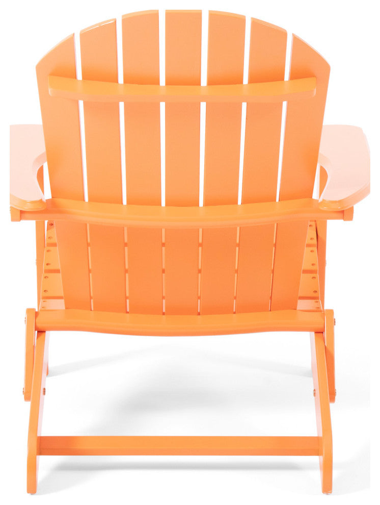 GDF Studio Milan Outdoor Rustic Acacia Wood Folding Adirondack Chair, Set of 2, Tangerine