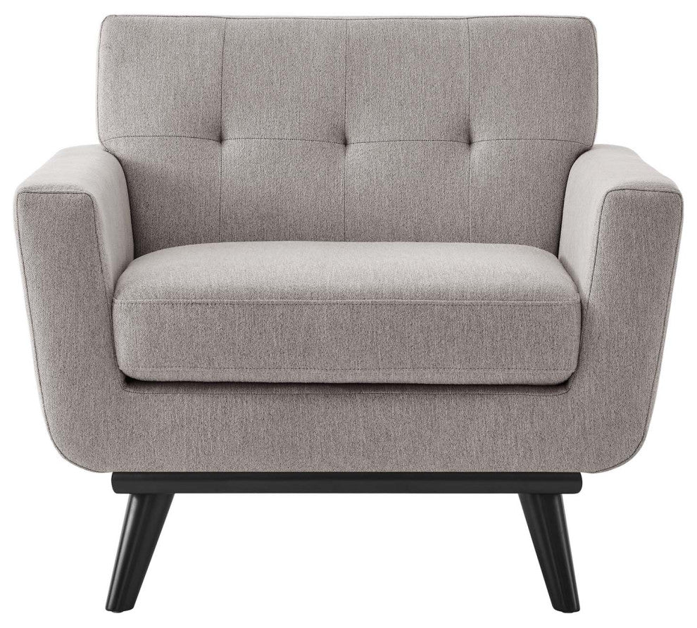 Armchair Accent Chair, Gray, Fabric, Modern, Mid Century Hotel Lounge Cafe
