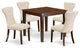 5Pc Small Dining Set 4 Parson Chairs, Small Table Solid Wood Structure, Mahogany