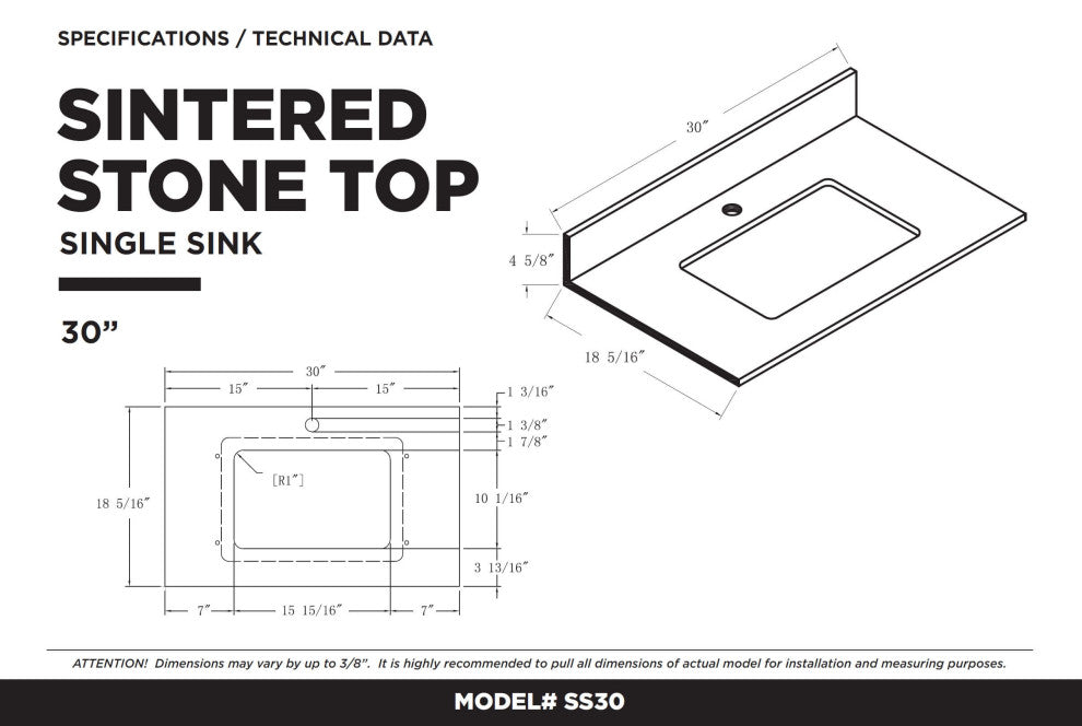 Opulence Bath Vanity, Black Matte, 30", Satin Brass Hardware, White Top