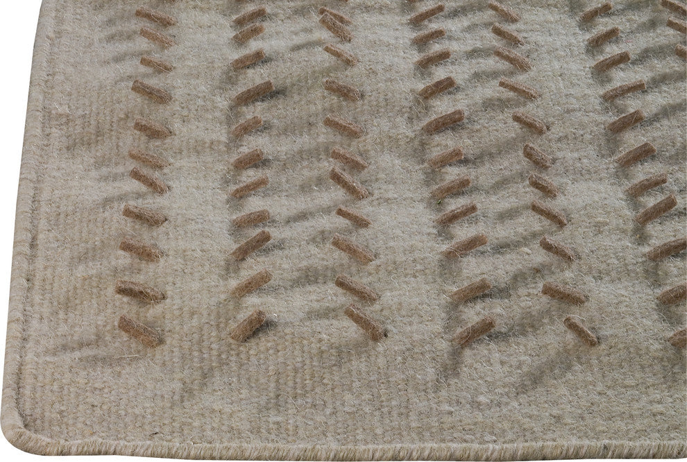 Hand Woven Beige Wool Area Rug