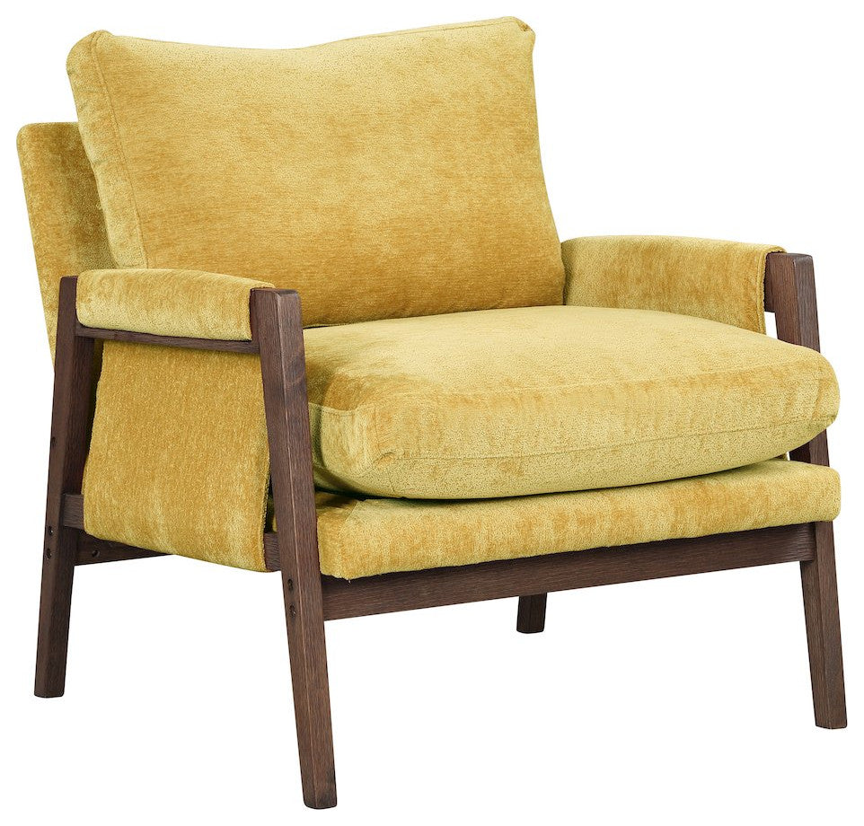 Kelly Mid-Century Modern Velvet Accent Armchair, Yellow