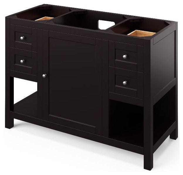 Astoria Transitional 48" Espresso Vanity, Black Granite Vanity Top