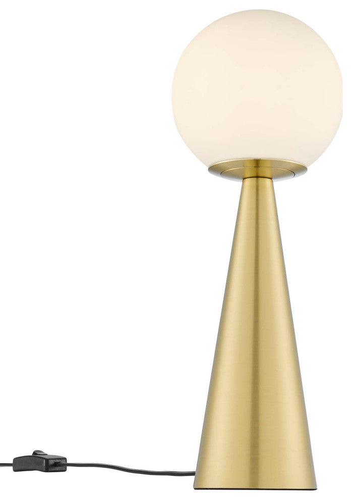 Table Lamp, White Gold, Glass, Modern, Mid Century Cafe Bistro Hospitality