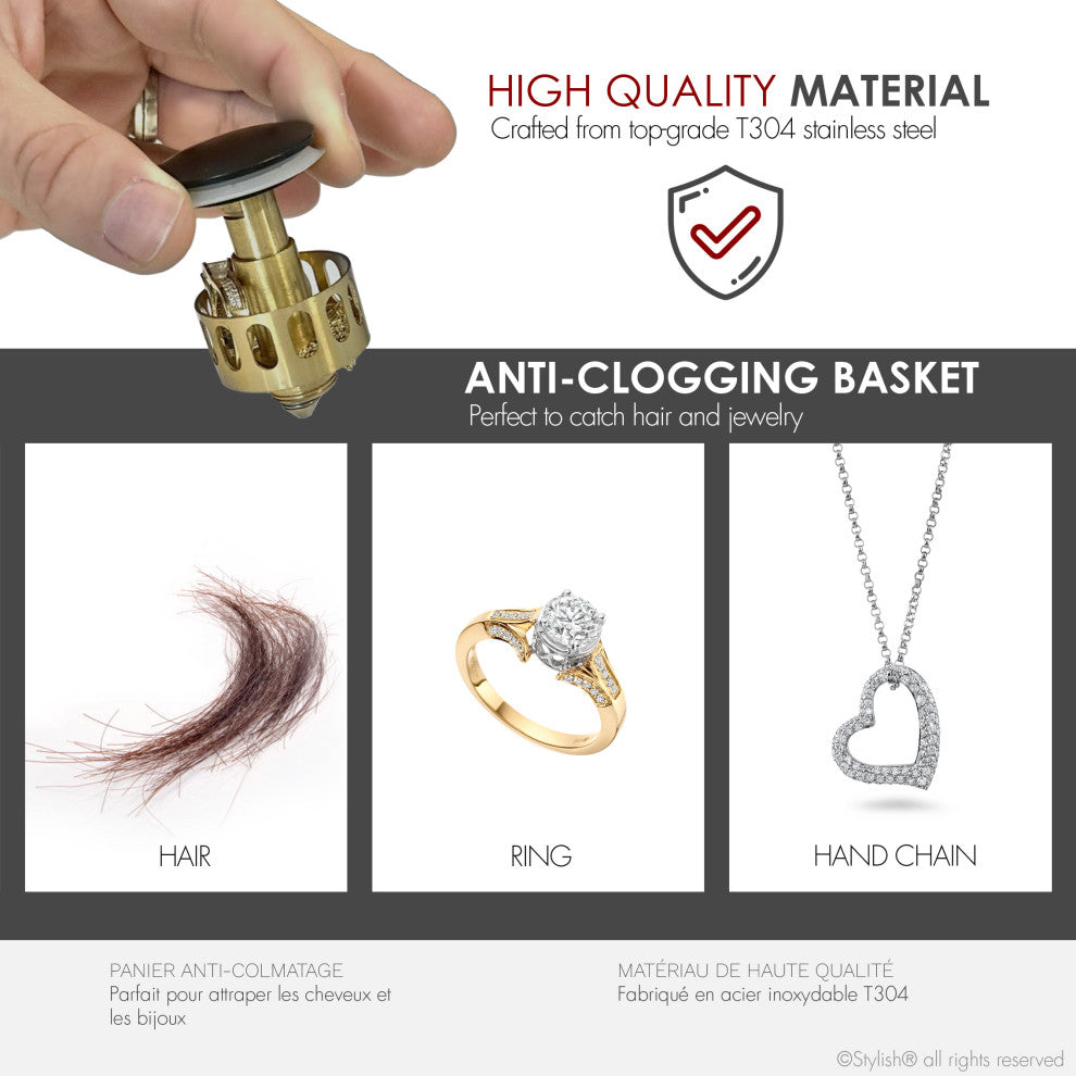 STYLISH Matte Black Pop-Up Bathroom Sink with Overflow Set of Two