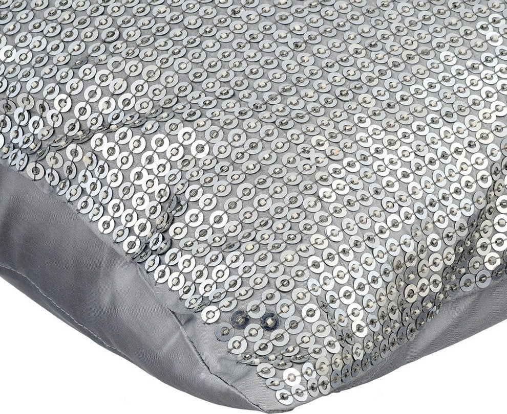 Silver Decorative Pillow Covers 24"x24" Silk, Passion In Steel