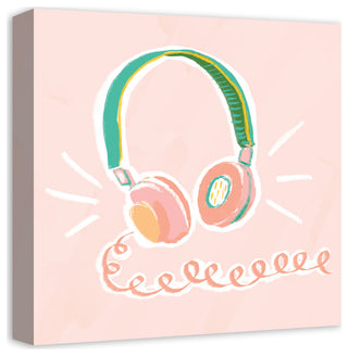 Blush Headphones 16x16 Canvas Wall Art