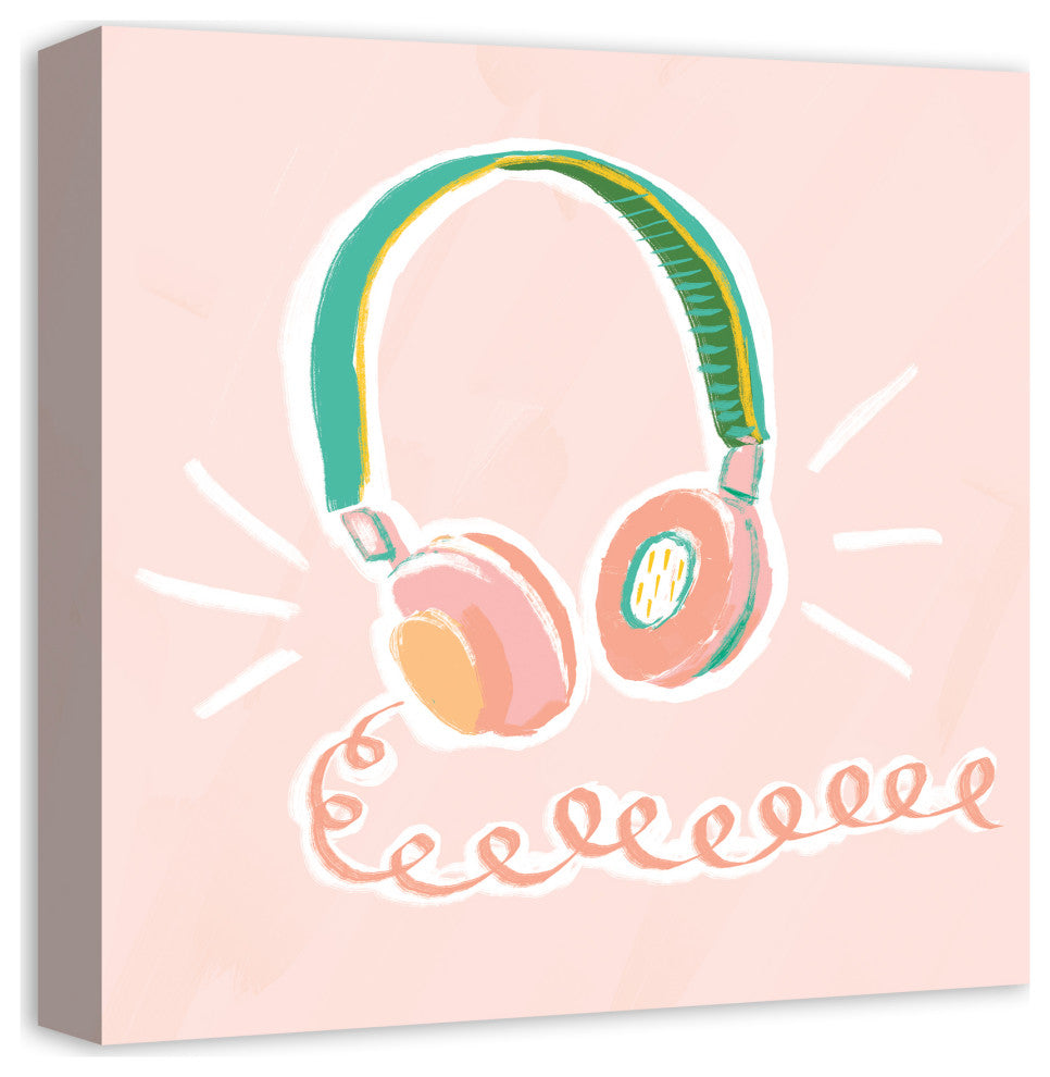 Blush Headphones 16x16 Canvas Wall Art