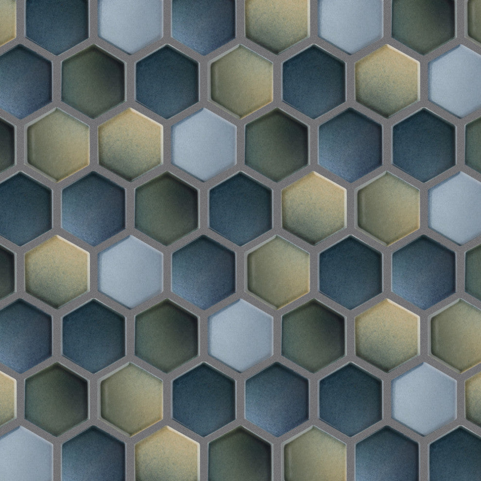 Hudson Due 2" Hex Atlantis Porcelain Floor and Wall Tile