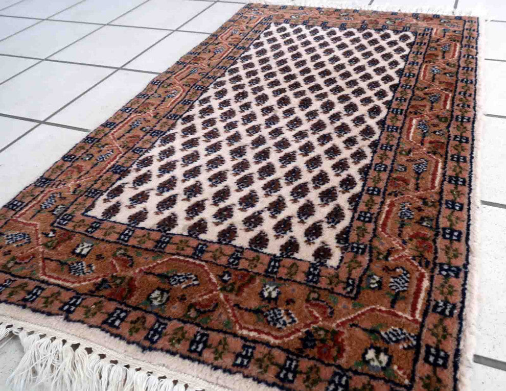 Handmade Vintage Indian Seraband Rug 1.8'x2.9', 56cmx89cm 1970s