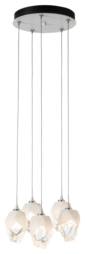 Chrysalis 5-Light Small Crystal Pendant White Finish- Long, White Crystal