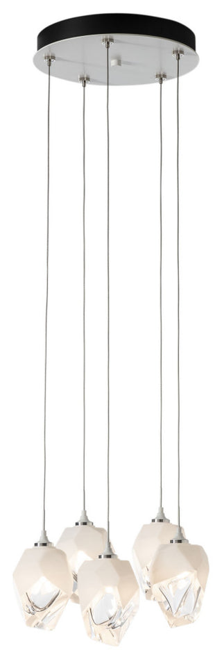 Chrysalis 5-Light Small Crystal Pendant White Finish- Long, White Crystal