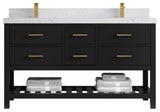 Parker 60" Double Sink Bath Vanity, Black 2" Empira White