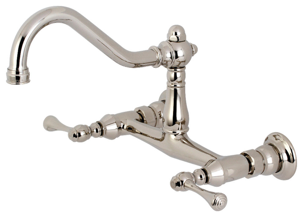 Kingston Brass 8" Center Wall Mount Bathroom Faucet, Polished Nickel