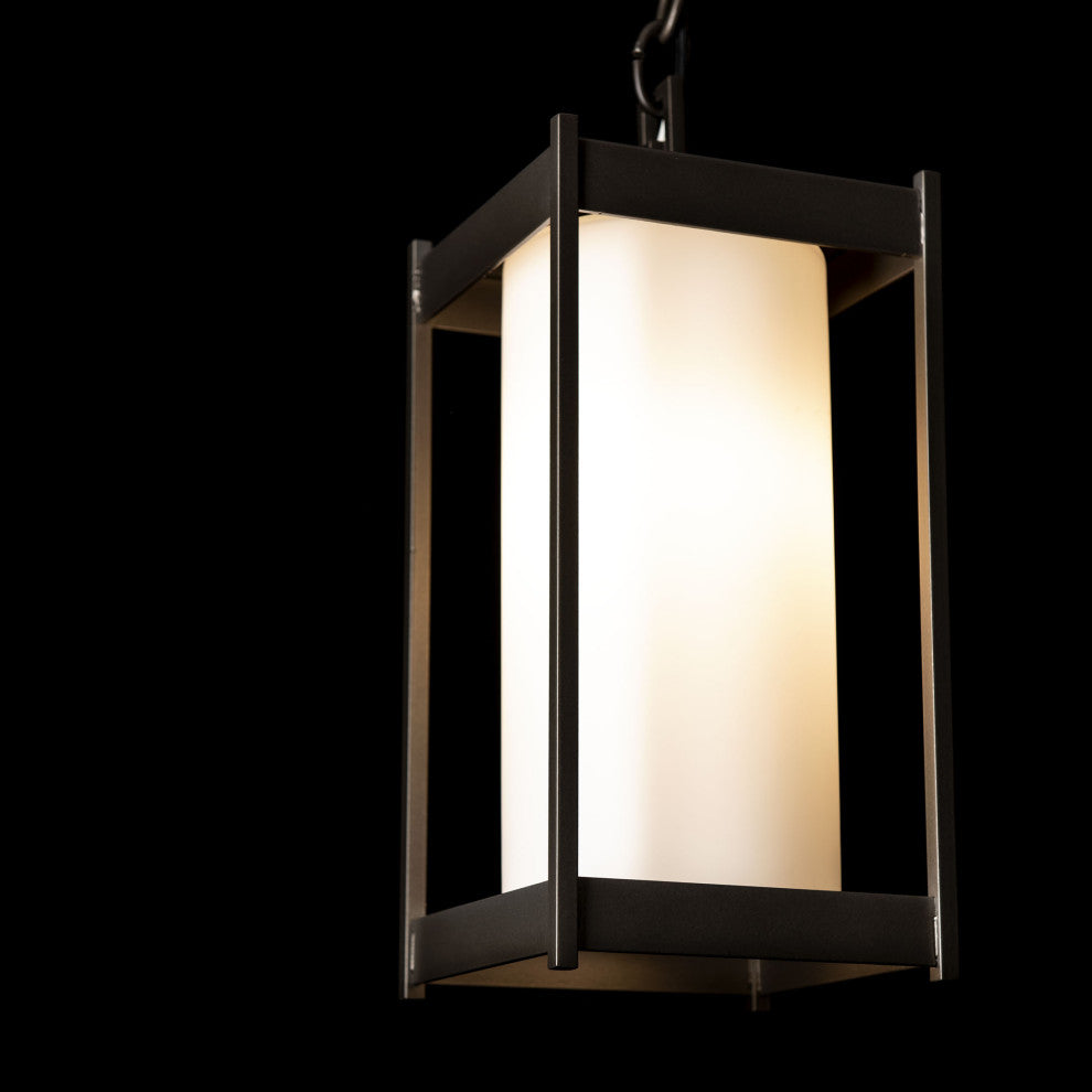 Cela Medium Outdoor Lantern Coastal Black Finish, Opal Glass