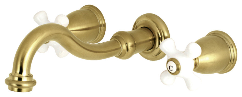 KS3027PX Two-Handle Wall Mount Tub Faucet, Brushed Brass