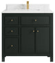 Sonoma 36 Center Sink Reeded Bath Vanity in Dark Forest Green 1.5" Empira Quartz