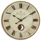 Large Gray Pendulum Wall Clock Roman Numerals 30", Brass Exposed Traditional