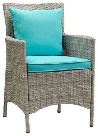 Conduit Outdoor Patio Wicker Rattan Dining Armchair Set of 2 EEI-4027-LGR-TRQ