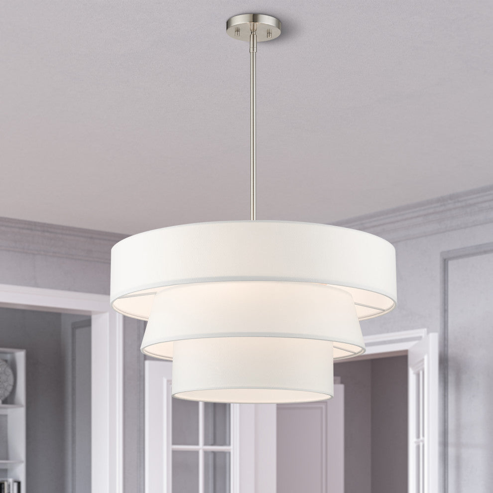 Livex Lighting Warrenville 4-Light Brushed Nickel Pendant Chandelier