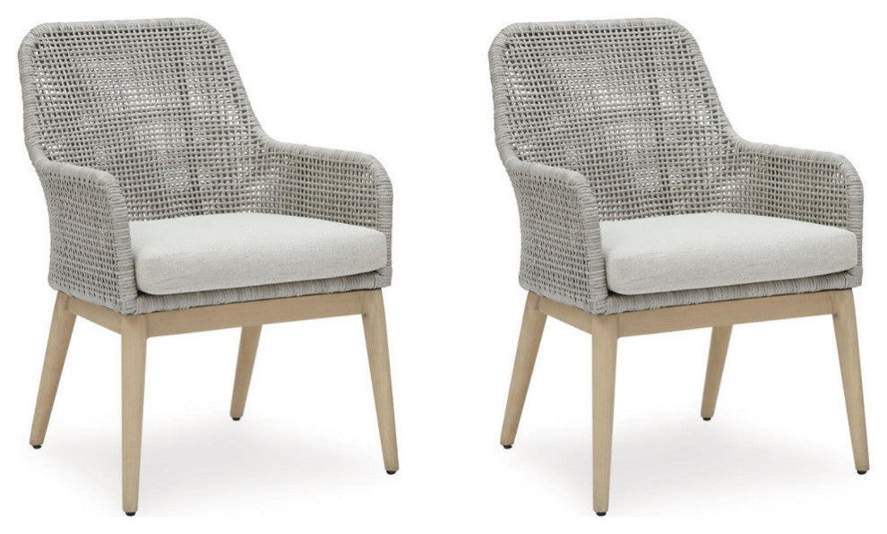 Seton Creek Gray Outdoor Dining Arm Chair, Set of 2