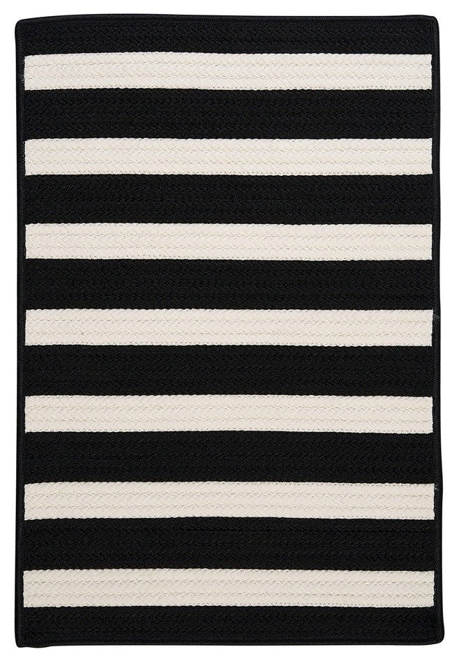 Stripe It TR89 Black White Indoor/Outdoor Area Rug, Rectangular 8'x11'